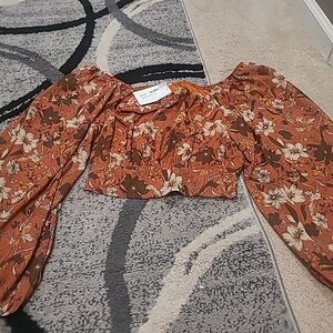 Love Colette Size M THE FALL IS A DREAM Peasant Boho Balloon Sleeve Top NWT